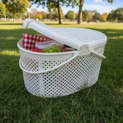 سلة رحلات بيضاوى أبيض